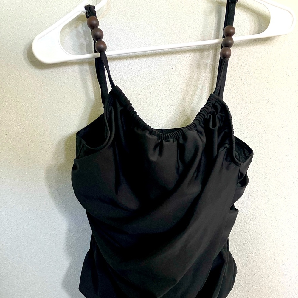 Size 12 black swimsuit with beads (runs small)